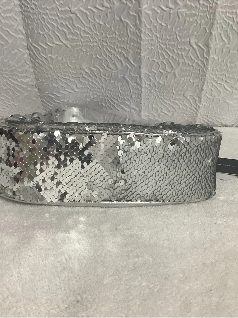 Nicole Miller Silver Sequin Hobo Mini Shoulder Bag NEW y2k